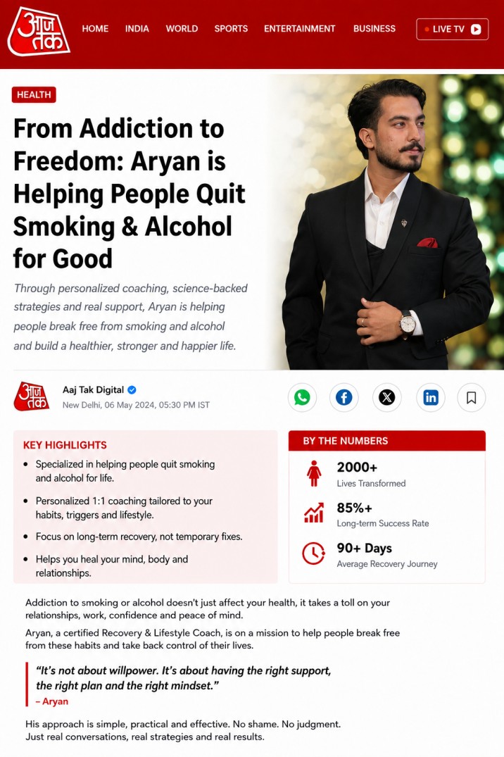 Aaj Tak feature on Aryan and the 90-Day Rewire Framework
