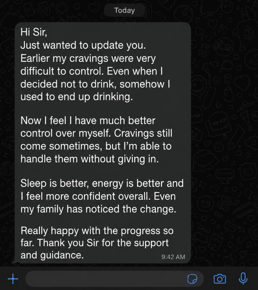 WhatsApp testimonial screenshot