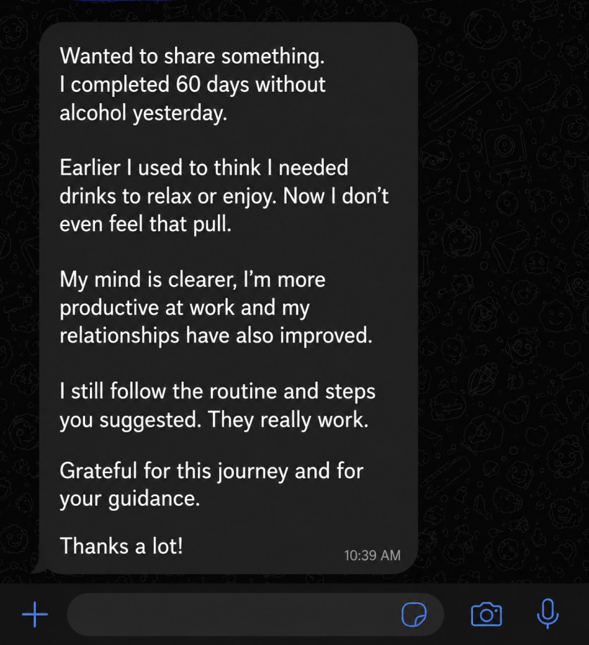 WhatsApp testimonial screenshot