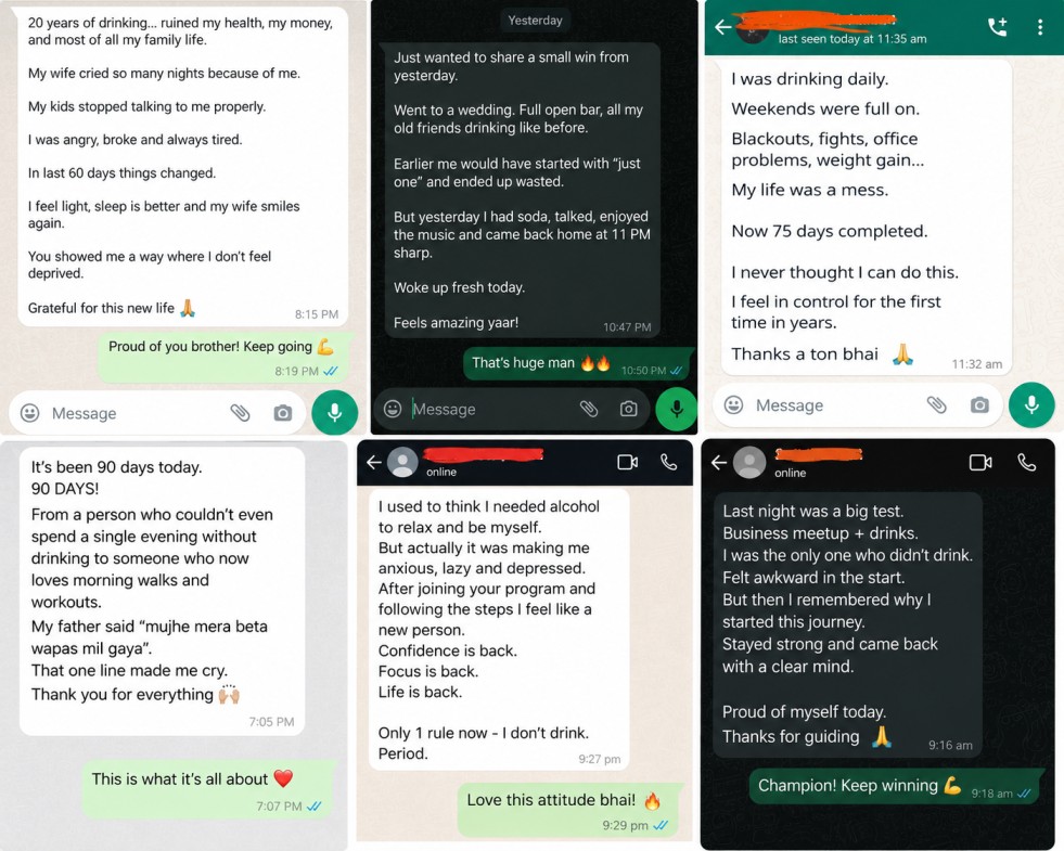 WhatsApp testimonial screenshot